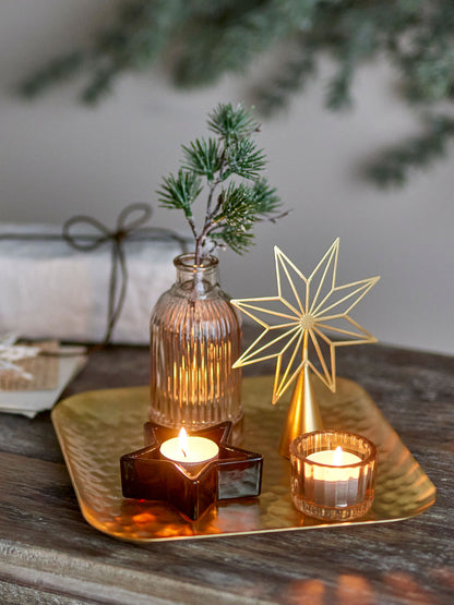 Bloomingville Sanga Bakke m/fyrfadsstage, Guld, Glas