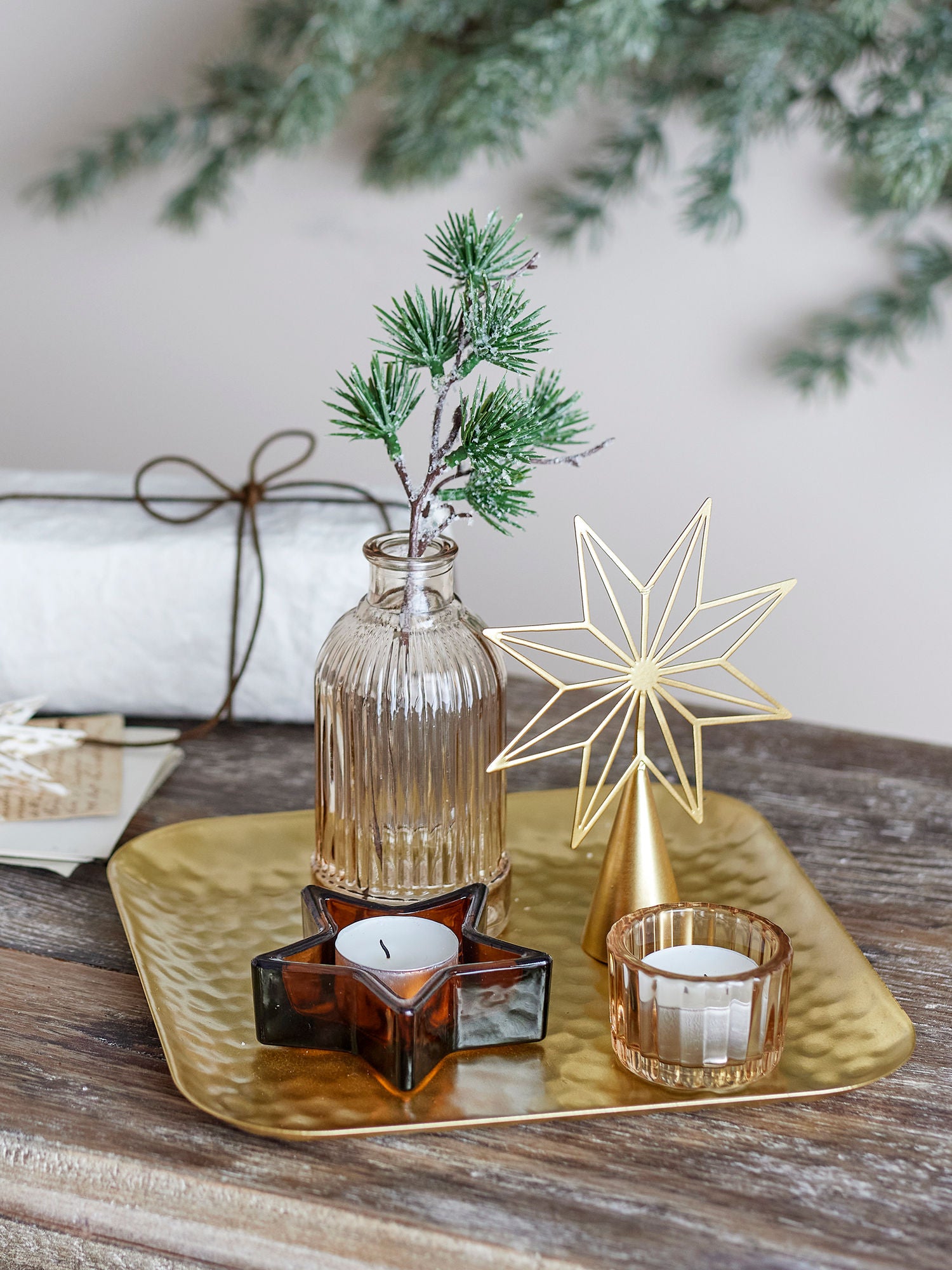 Bloomingville Sanga Bakke m/fyrfadsstage, Guld, Glas