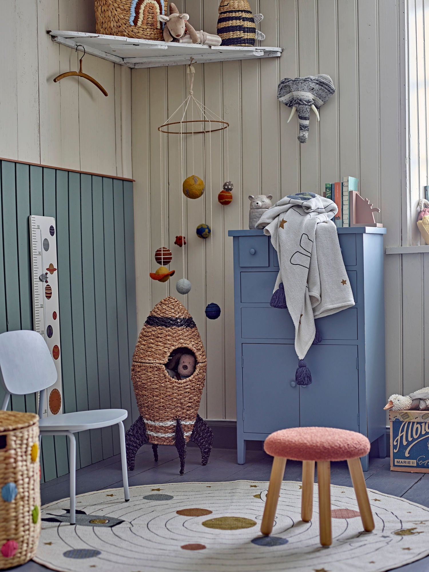 Bloomingville MINI Aksel Taburet, Brun, Polyester