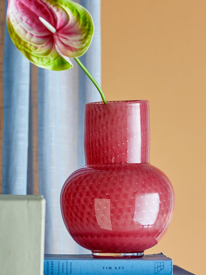 Bloomingville Roscoe Vase, Rosa, Glas
