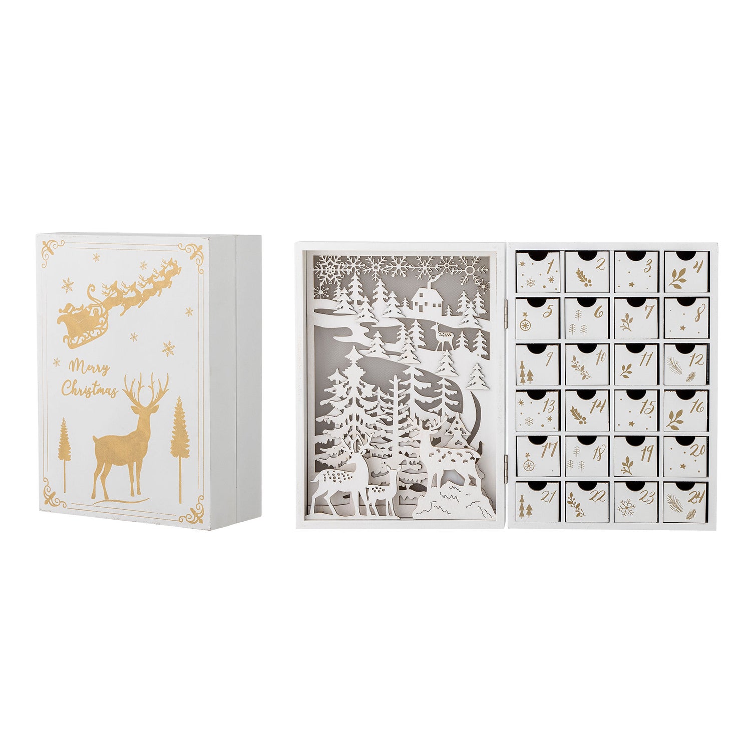 Bloomingville Elimar Kalender m/lys, Hvid, Krydsfiner