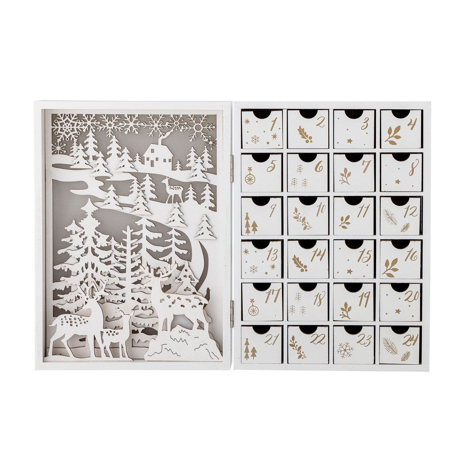 Bloomingville Elimar Kalender m/lys, Hvid, Krydsfiner