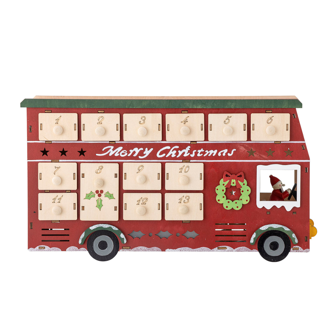 Bloomingville Edward Kalender m/lys, Rød, Krydsfiner