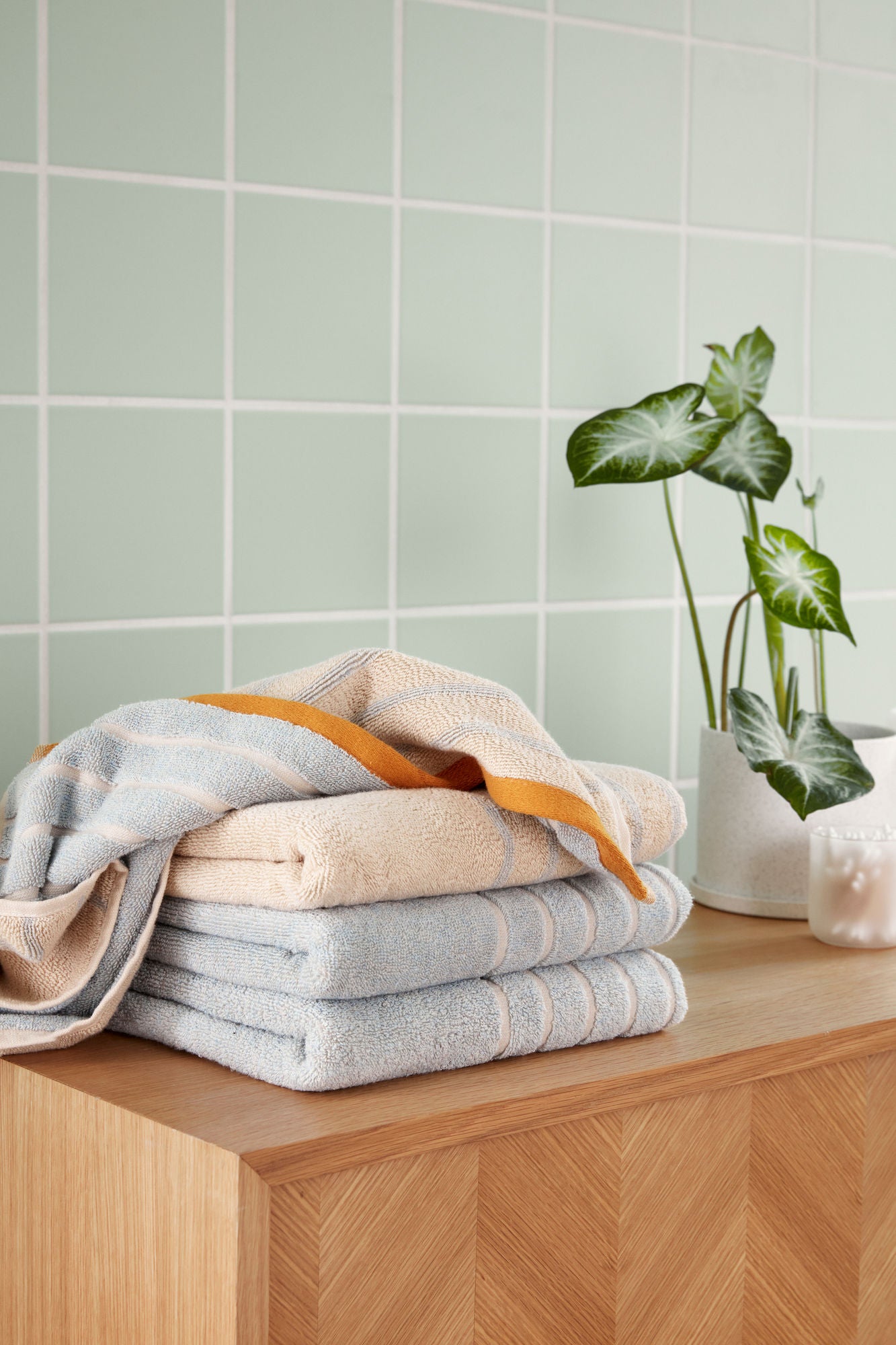 Hübsch Promenade Håndklæde Small Blå/Sand