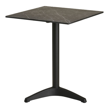 Cafébord - Cafébord, marmor look bordplade, mørkegrå, sorte ben, aluminium 60x60x73 cm