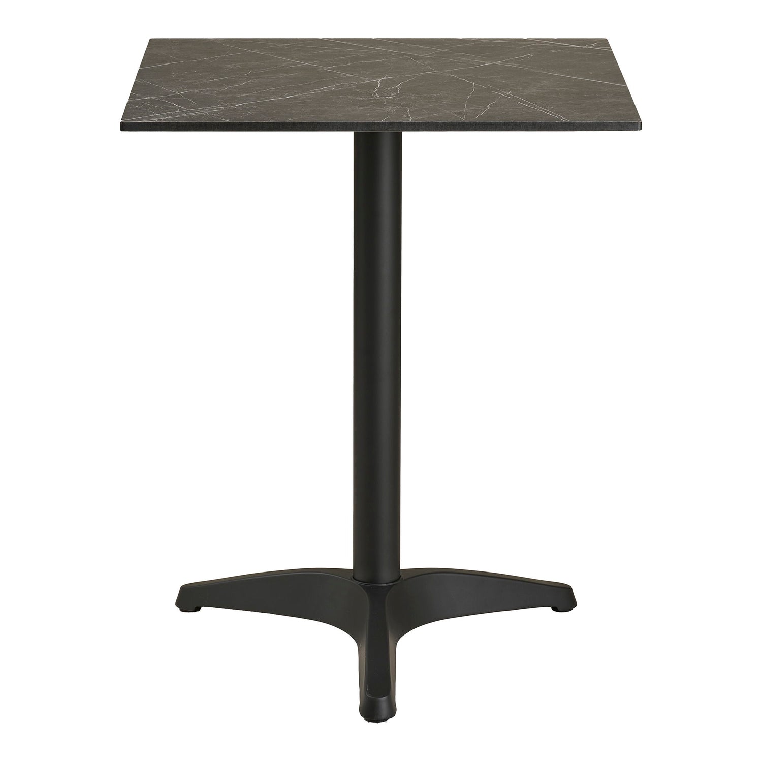 Cafébord - Cafébord, marmor look bordplade, mørkegrå, sorte ben, aluminium 60x60x73 cm