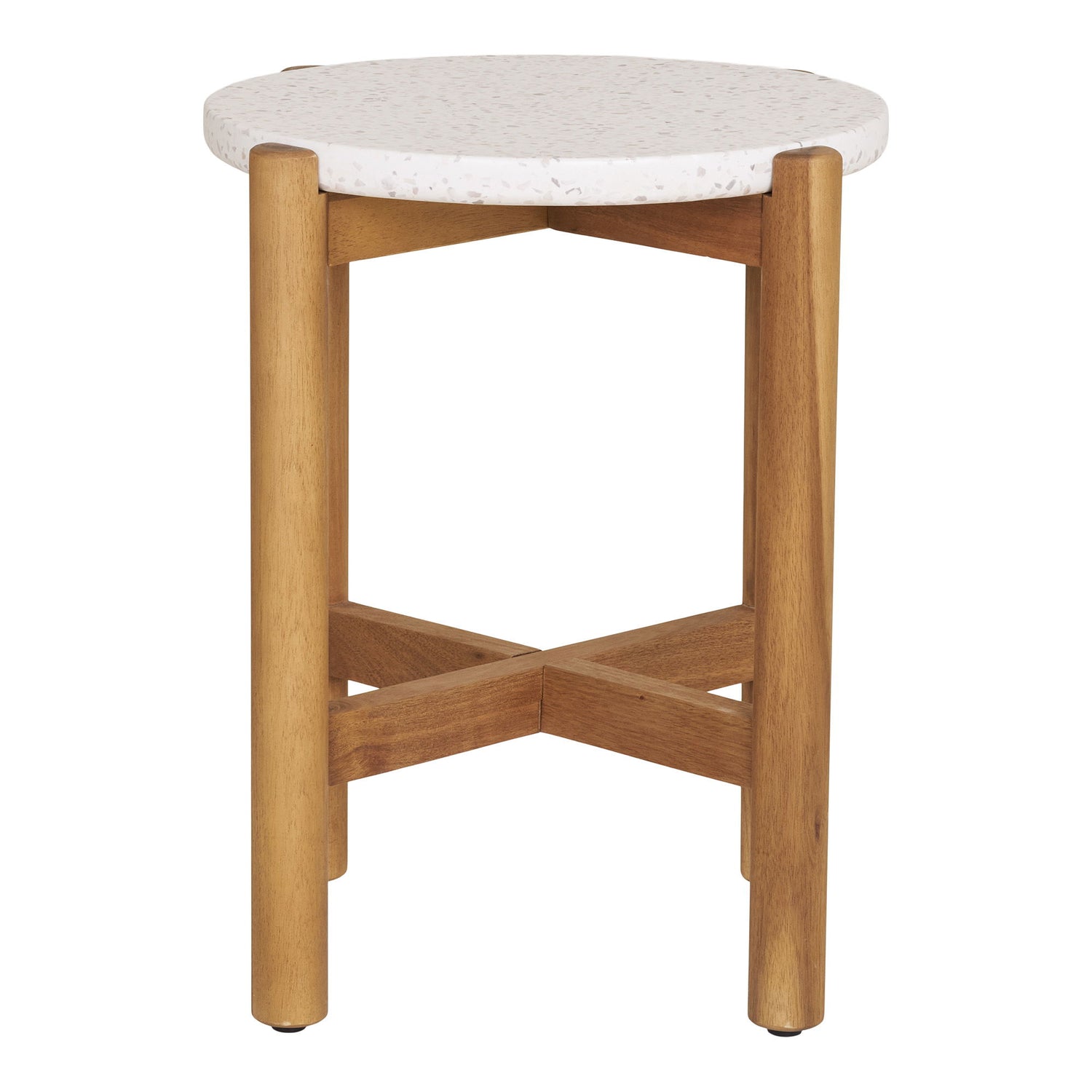 Sidebord, acacie/terazzo, natur&lt;br&gt;ø37x46 cm