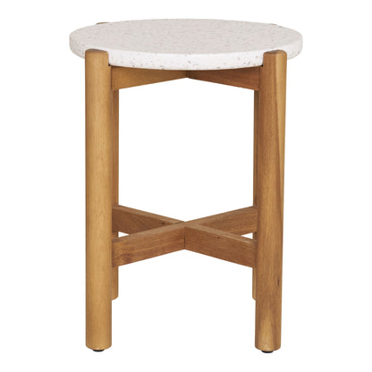Sidebord, acacie/terazzo, natur&lt;br&gt;ø37x46 cm