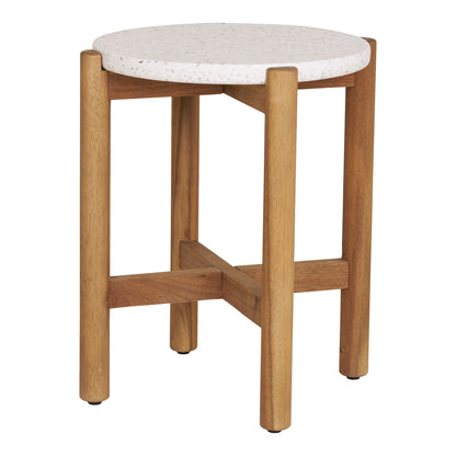 Sidebord, acacie/terazzo, natur&lt;br&gt;ø37x46 cm