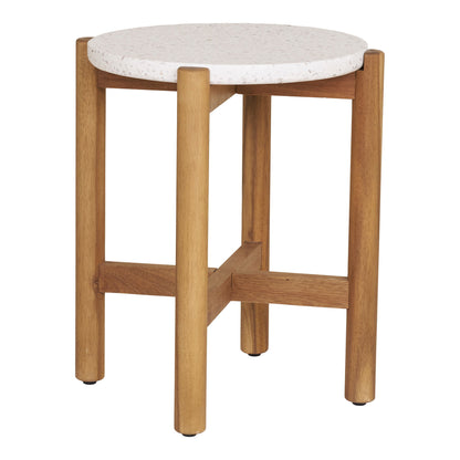 Sidebord, acacie/terazzo, natur&lt;br&gt;ø37x46 cm