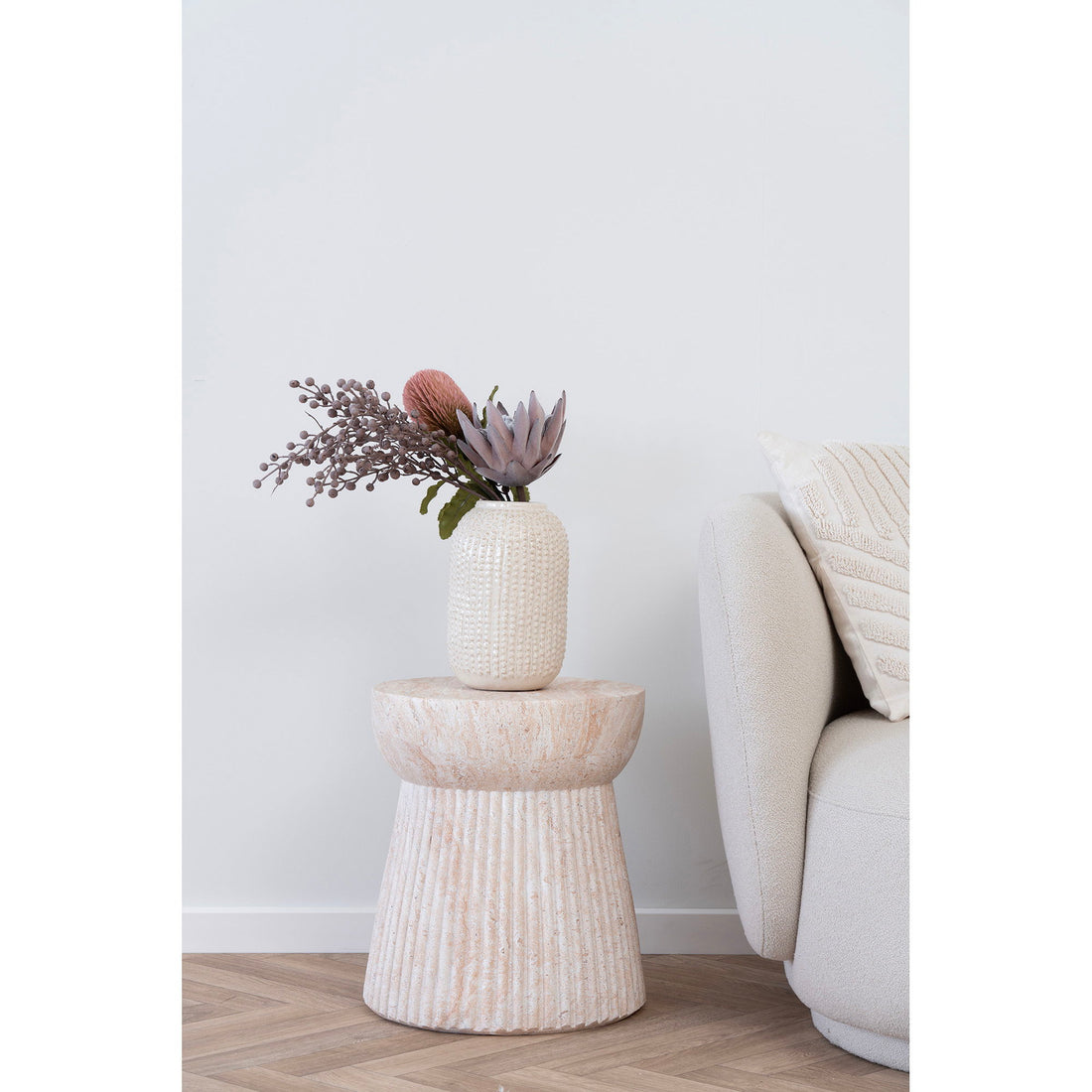 Sidebord, fiberclay, natur&lt;br&gt;ø47,5x41 cm