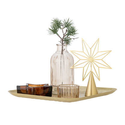 Bloomingville Sanga Bakke m/fyrfadsstage, Guld, Glas