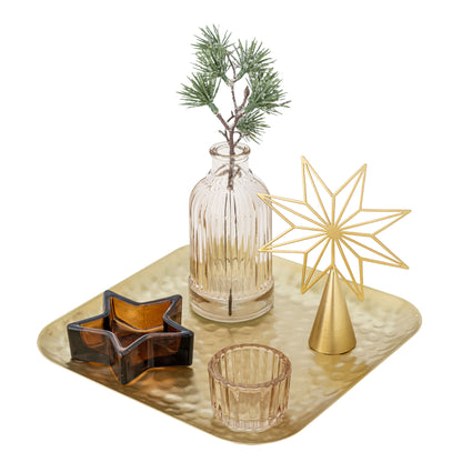 Bloomingville Sanga Bakke m/fyrfadsstage, Guld, Glas