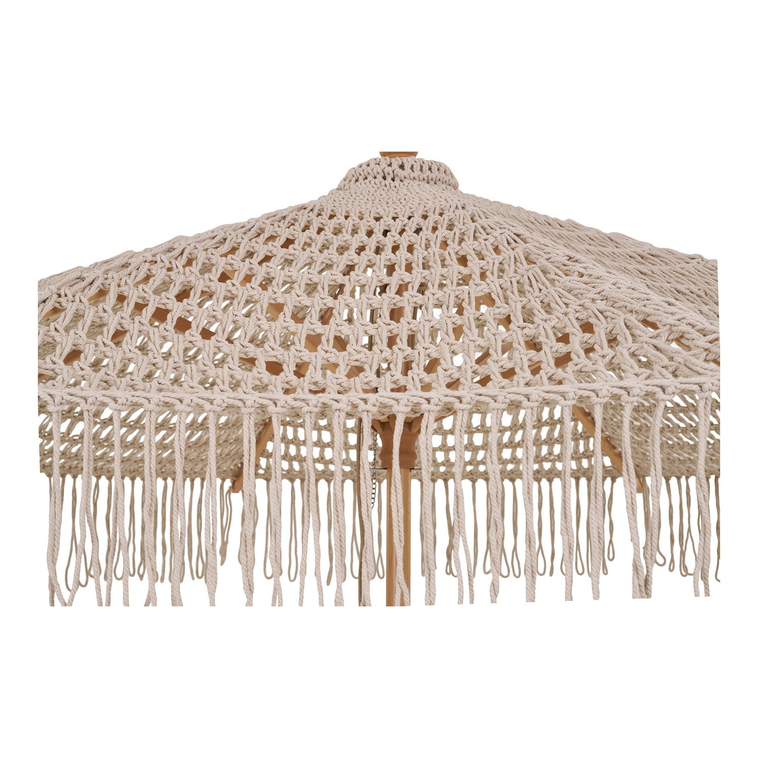 Parasol, bomuld, træstok, beige<br>ø250 cm