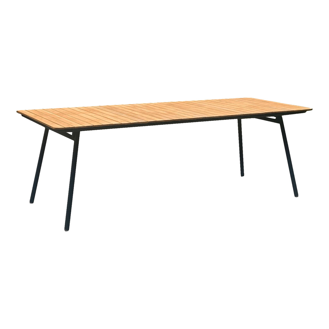 Spisebord, teak bordplade, natur, sorte ben 90x220 cm