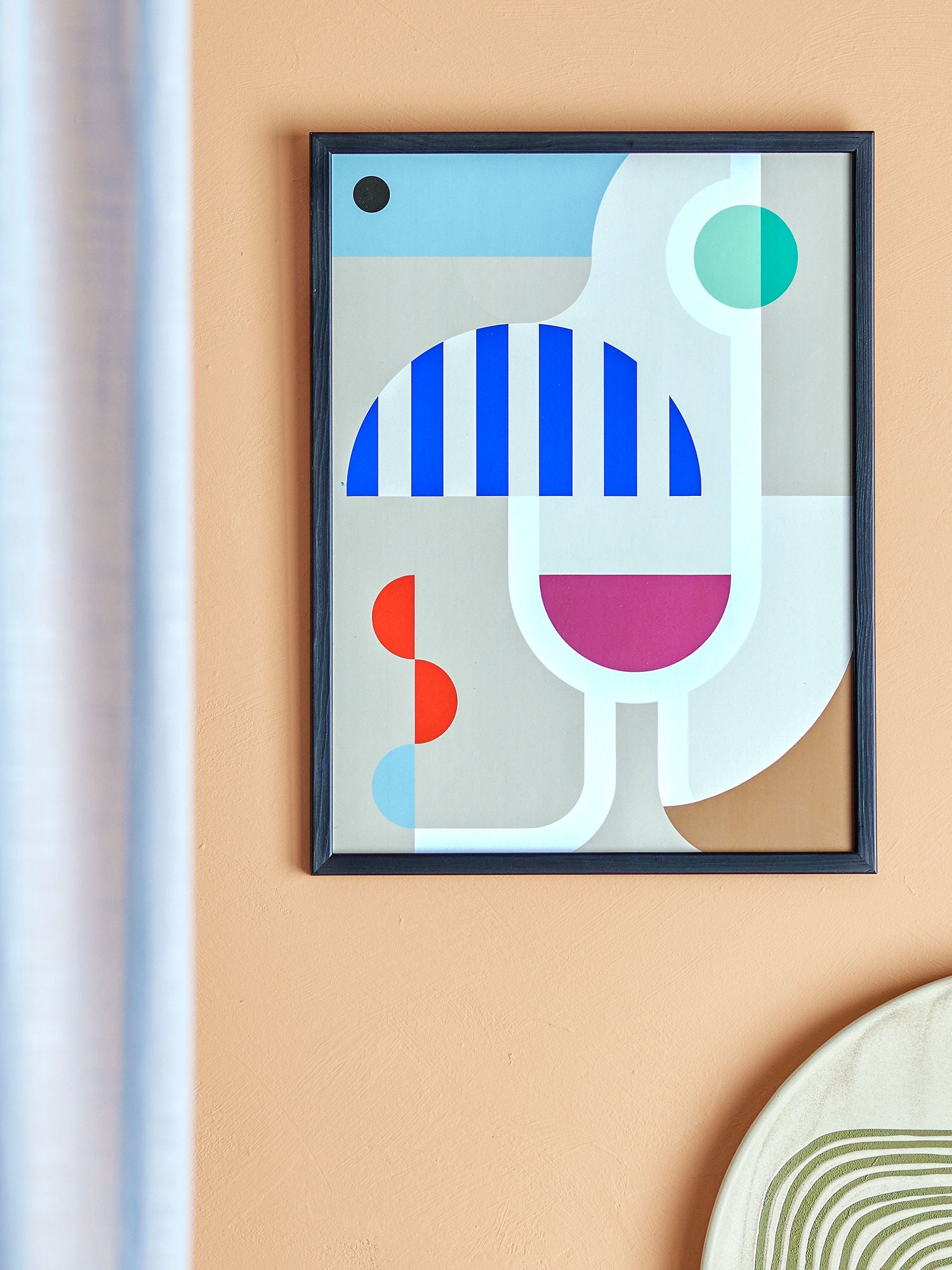 Bloomingville Wine Illustration med ramme, Sort, Fyr