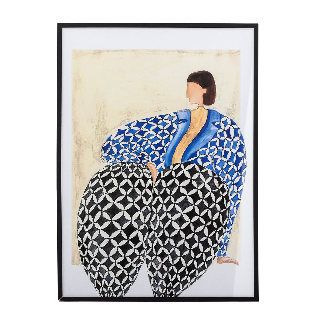 Bloomingville Vivianne Illustration med ramme, Sort, Fyr