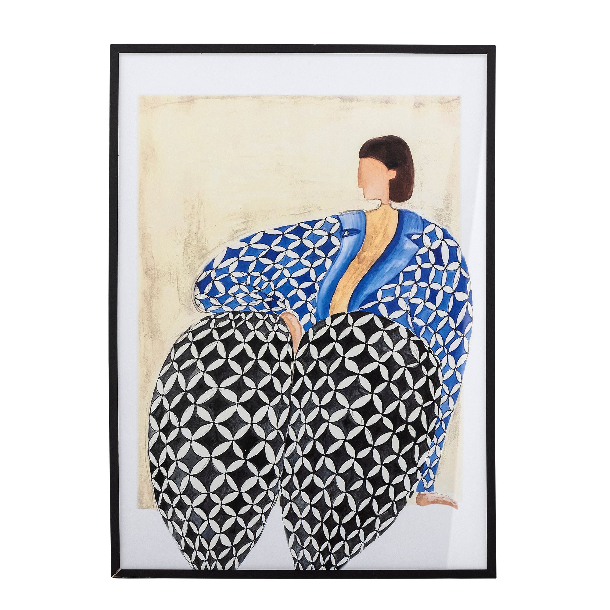 Bloomingville Vivianne Illustration med ramme, Sort, Fyr