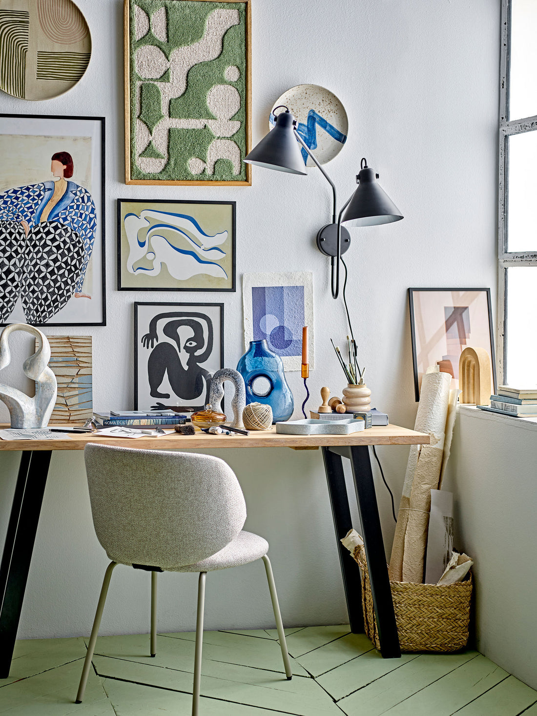 Bloomingville Vivianne Illustration med ramme, Sort, Fyr