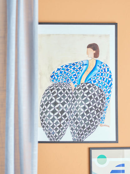 Bloomingville Vivianne Illustration med ramme, Sort, Fyr