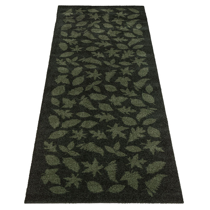 GULVMÅTTE 67 x 200 CM - LEAVES/DARK GREEN