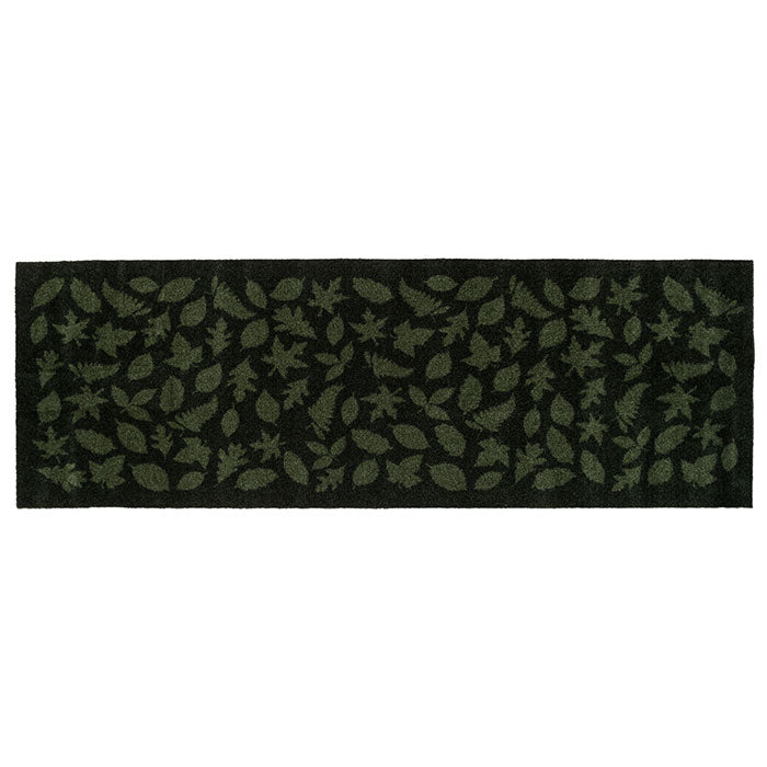 GULVMÅTTE 67 x 200 CM - LEAVES/DARK GREEN