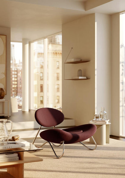 WOUD - Meadow Loungestol - Bordeaux/Børstet Stål