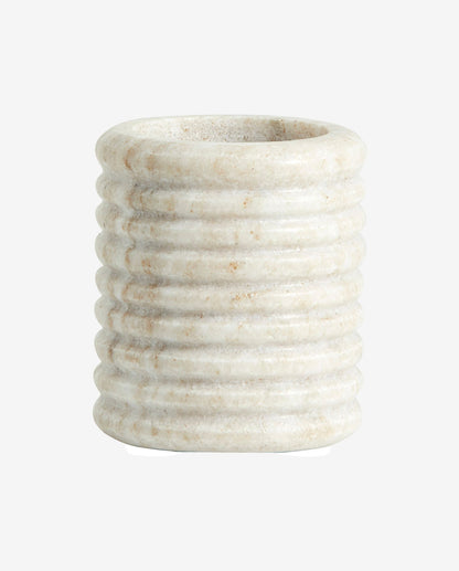OTOK fyrfadsstage i marmor - small - h6,5 cm - lys brun