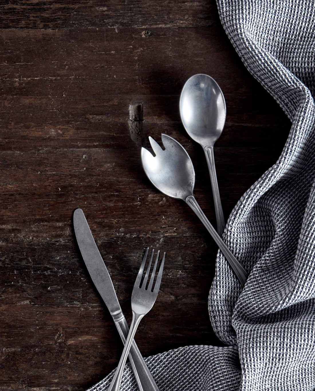 Vaffelvævet viskestykke - hvid/sort