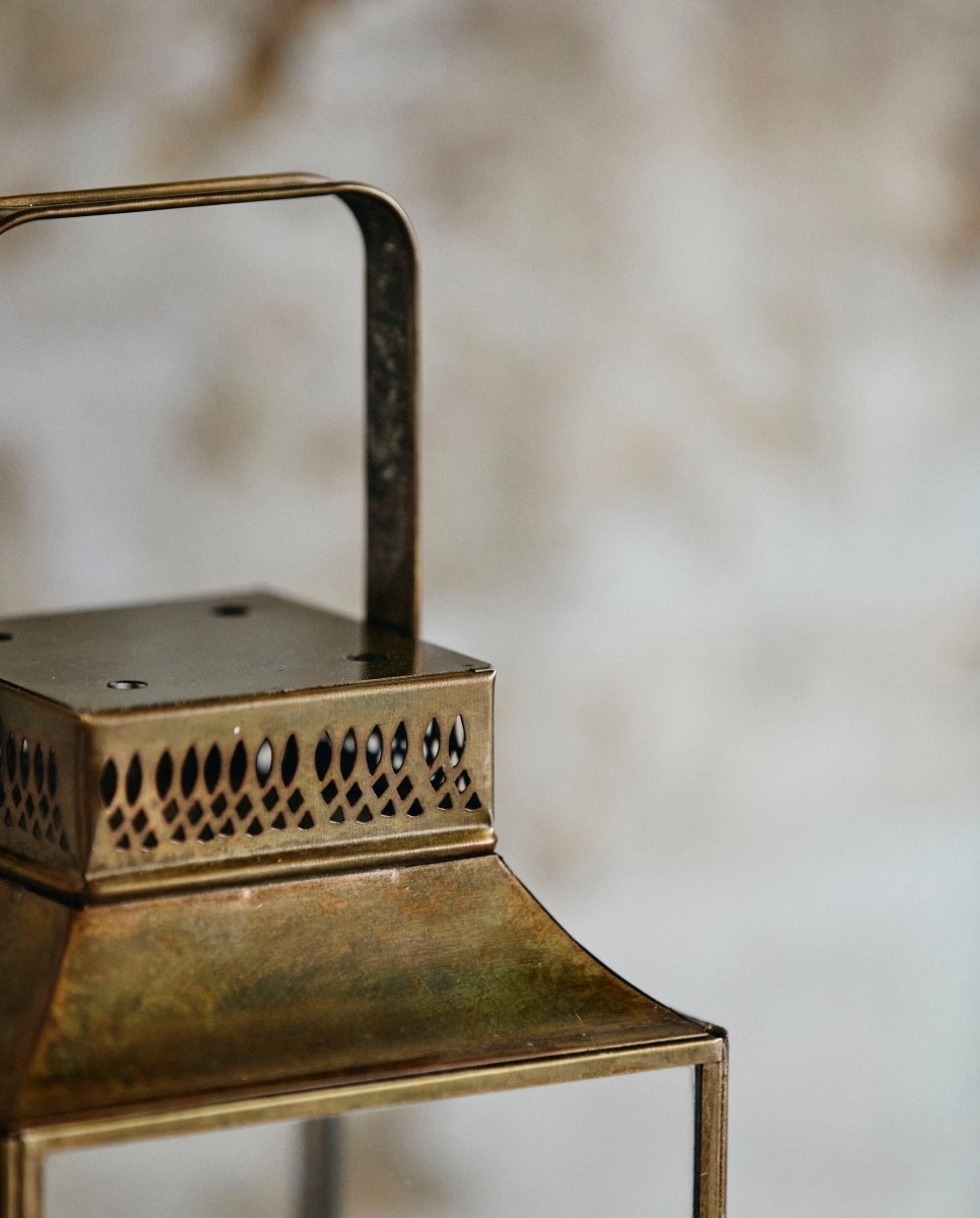 ANTIQUE lanterne i jern - h30 cm - guld finish