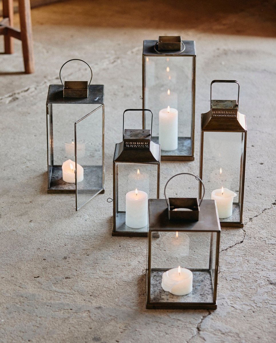 ANTIQUE lanterne i jern - h30 cm - guld finish