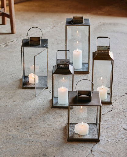 ANTIQUE lanterne i jern - h30 cm - guld finish