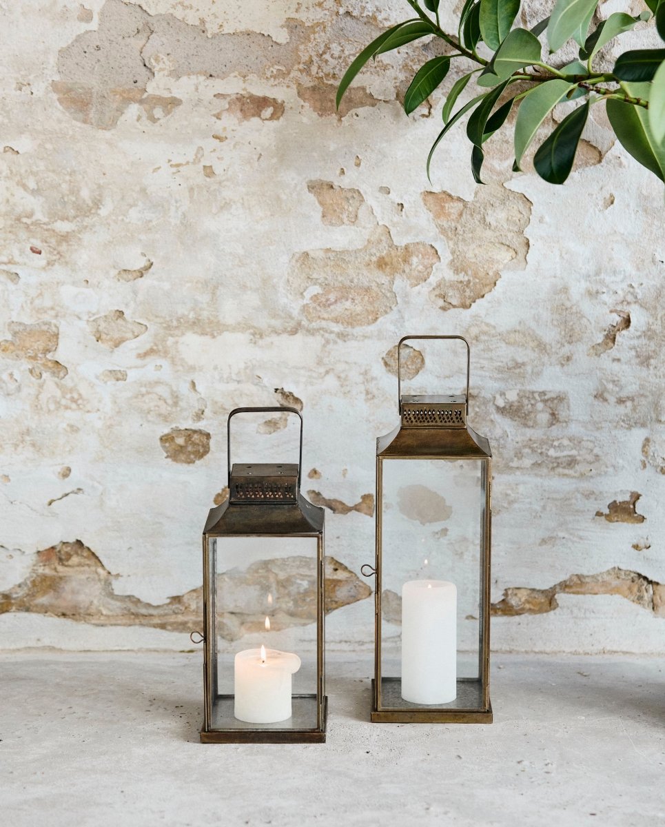 ANTIQUE lanterne i jern - h30 cm - guld finish