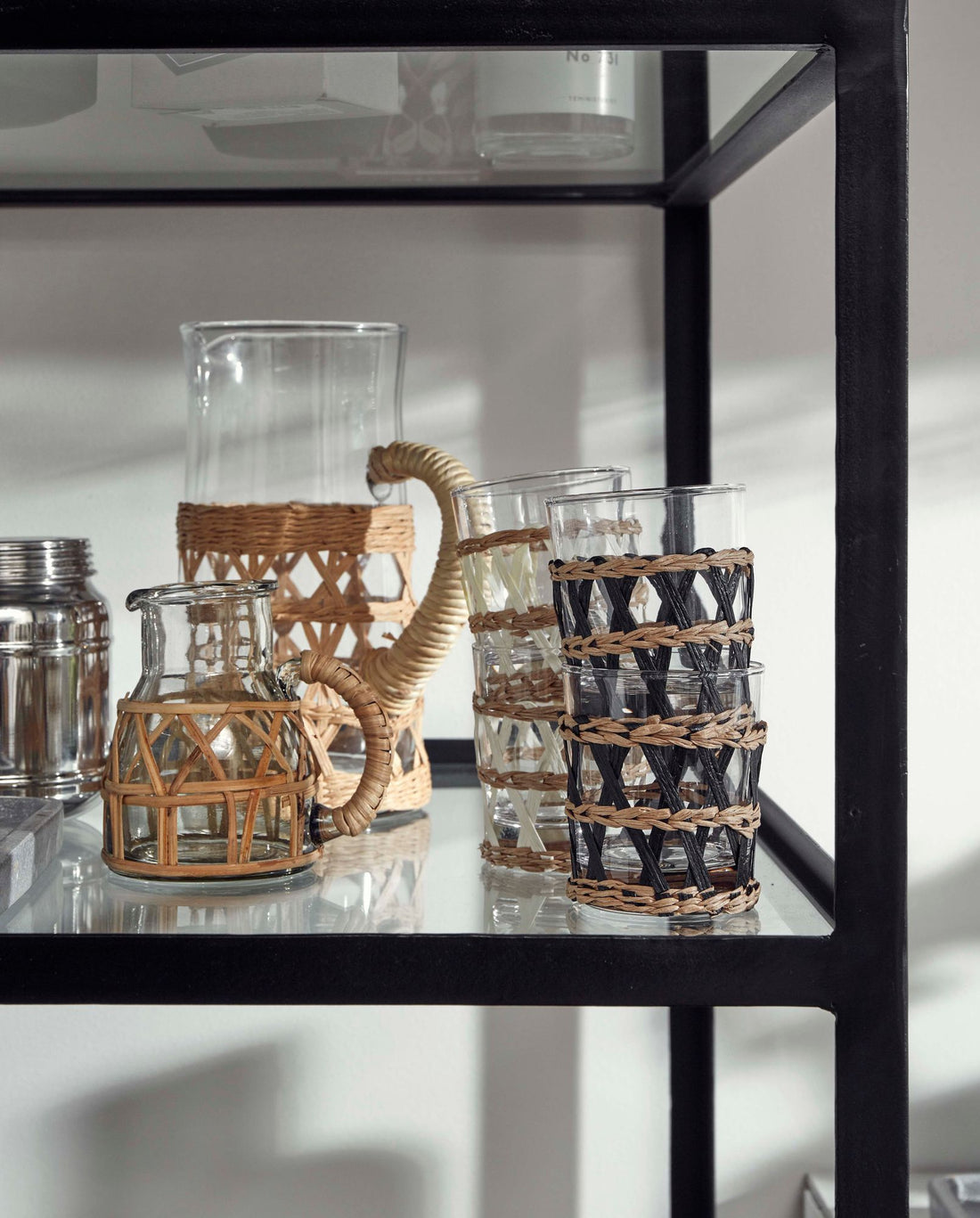 WEVA kande i klar glas med flet - h24 cm - natur