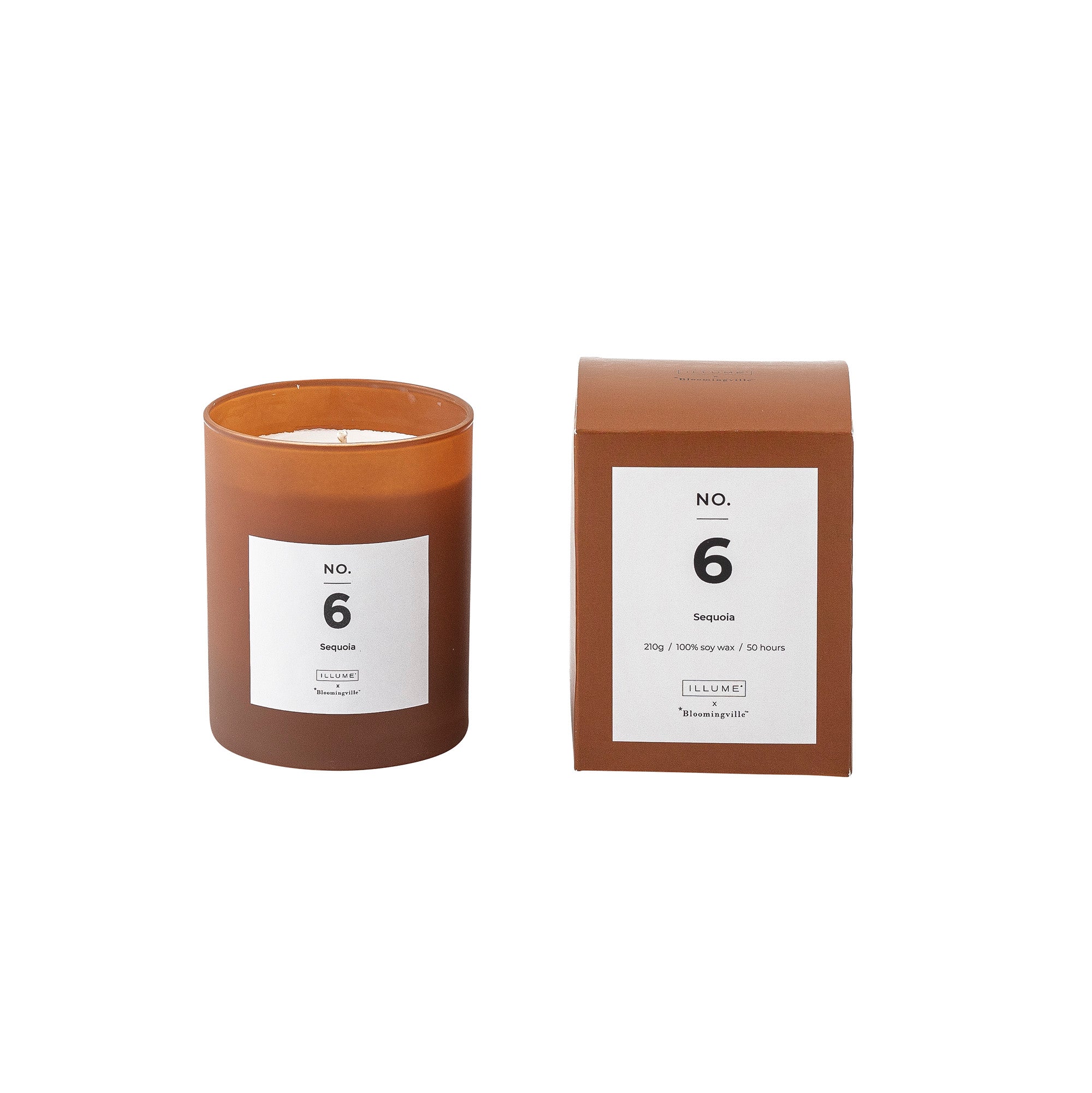 NO. 6 - Sequoia Duftlys, Brun, Naturlig Voks - ILLUME X BLOOMINGVILLE - DesignGaragen.dk