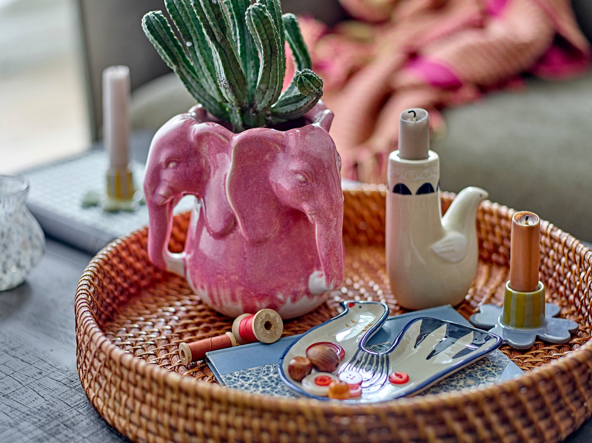 Bloomingville Pontus Vase, Pink, Stentøj