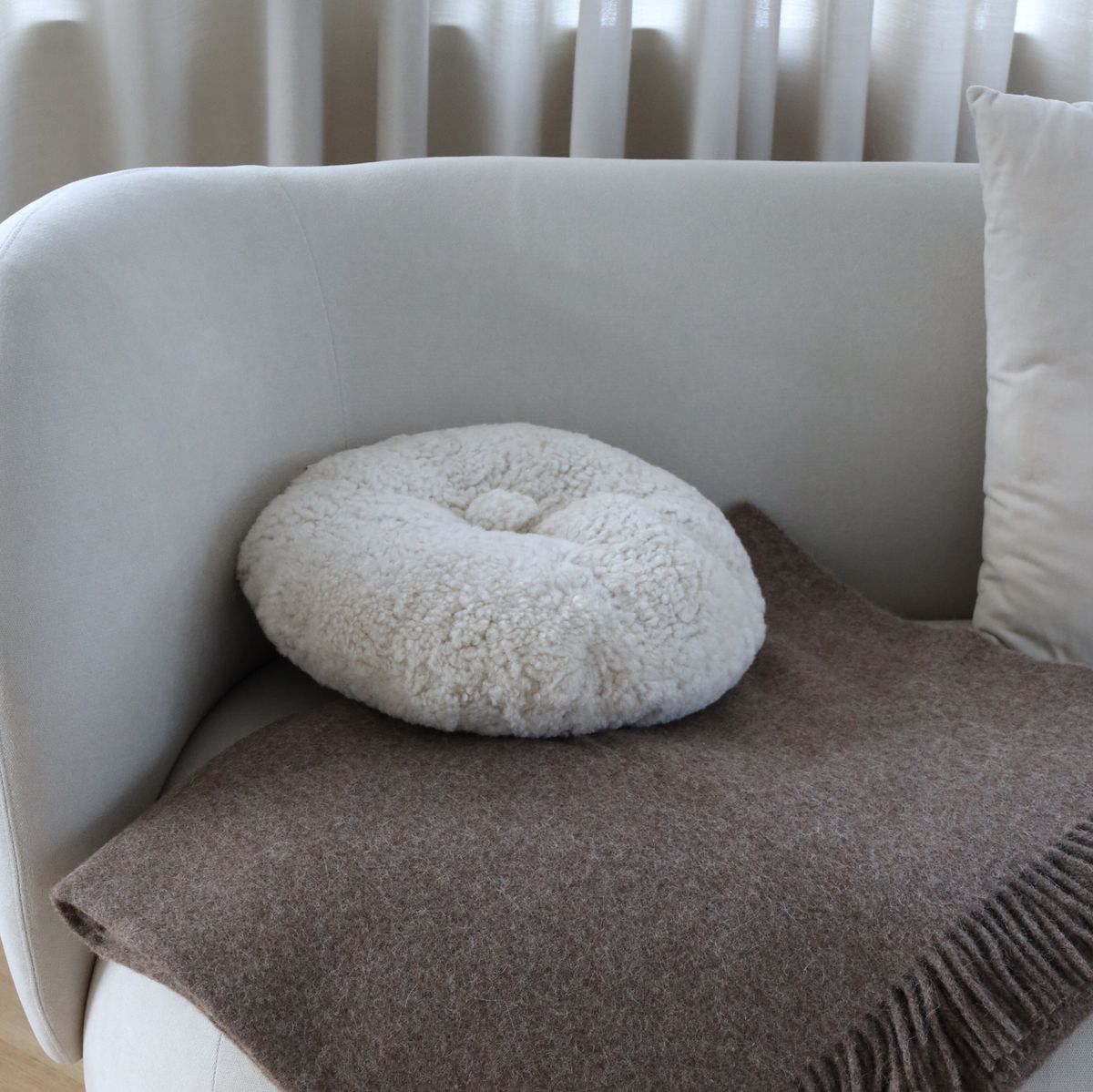 Lammeskindspude | Korthåret | New Zealand | Dobbeltsidet | D40 cm