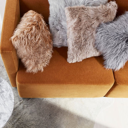 Lammeskindspude | Krøllet | Tibet | Dobbeltsidet | 40x40 cm