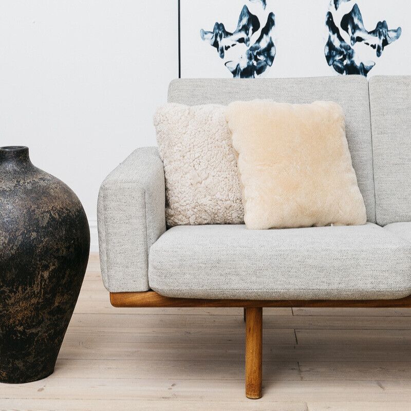 Lammeskindspude | Moccasin | Dobbeltsidet | 40x40 cm