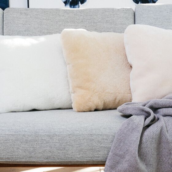 Lammeskindspude | Moccasin | Dobbeltsidet | 40x40 cm