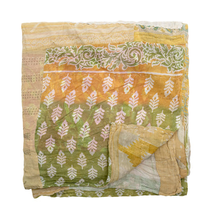 Bloomingville Sari Quilt, Gul, Genanvendt Bomuld