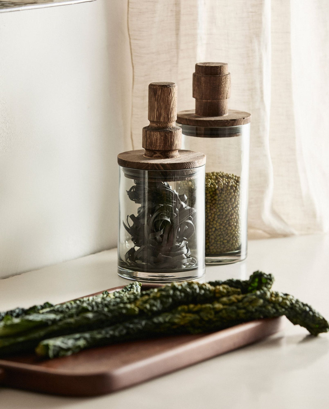 SALVIE opbevaringsglas med låg i træ - 850 ml