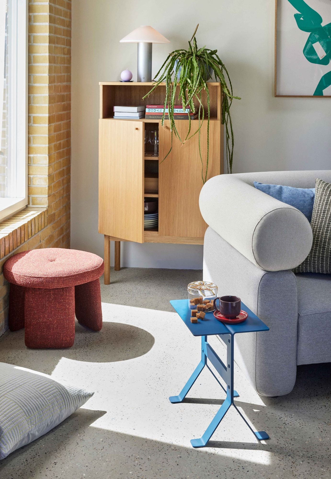 Hübsch Rocco Puf Rød