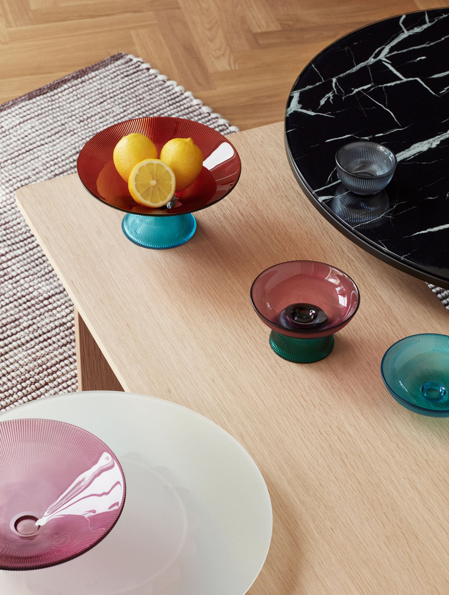 Hübsch Poppy Tæppe Burgundy/Hvid