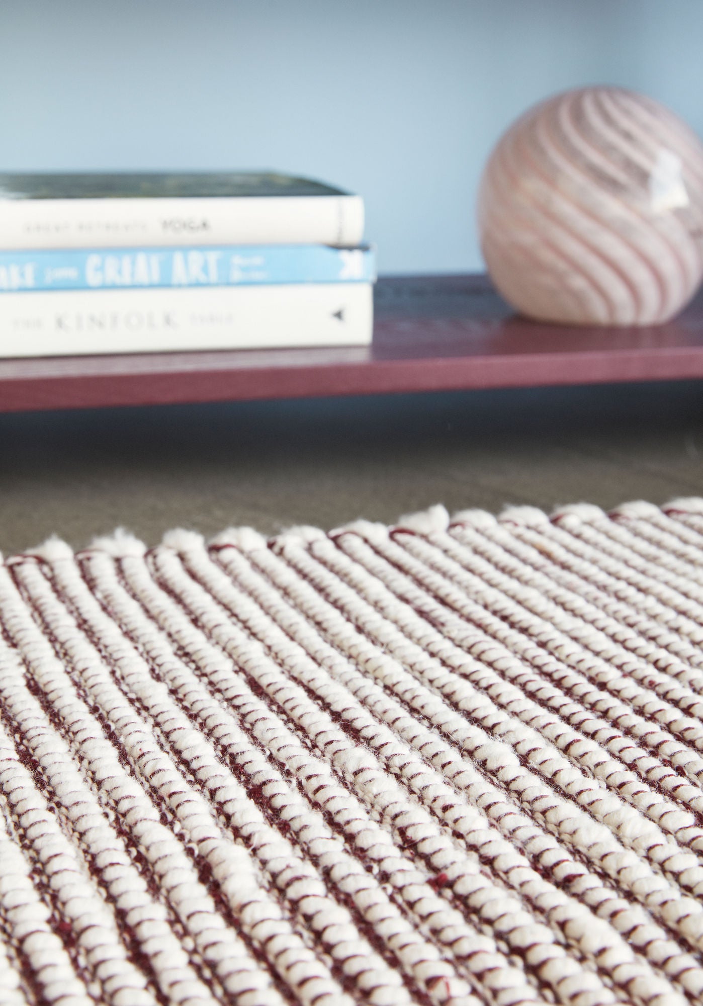 Hübsch Poppy Tæppe Burgundy/Hvid