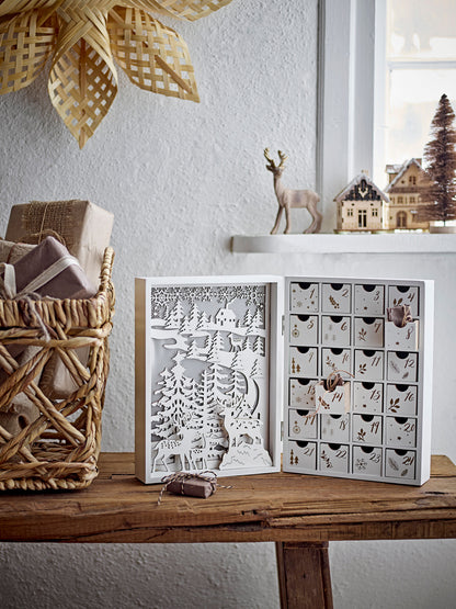Bloomingville Elimar Kalender m/lys, Hvid, Krydsfiner