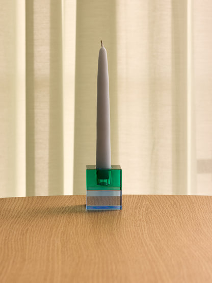 Block Lysestager Grøn/Blue &amp; Orange/Grøn (sæt af 2) - 5x5h6cm