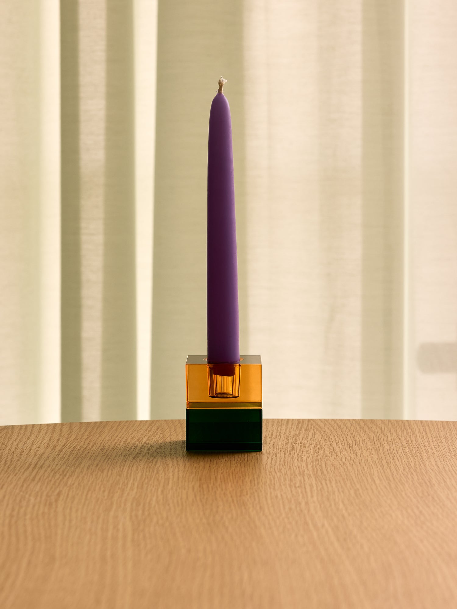 Block Lysestager Grøn/Blue &amp; Orange/Grøn (sæt af 2) - 5x5h6cm