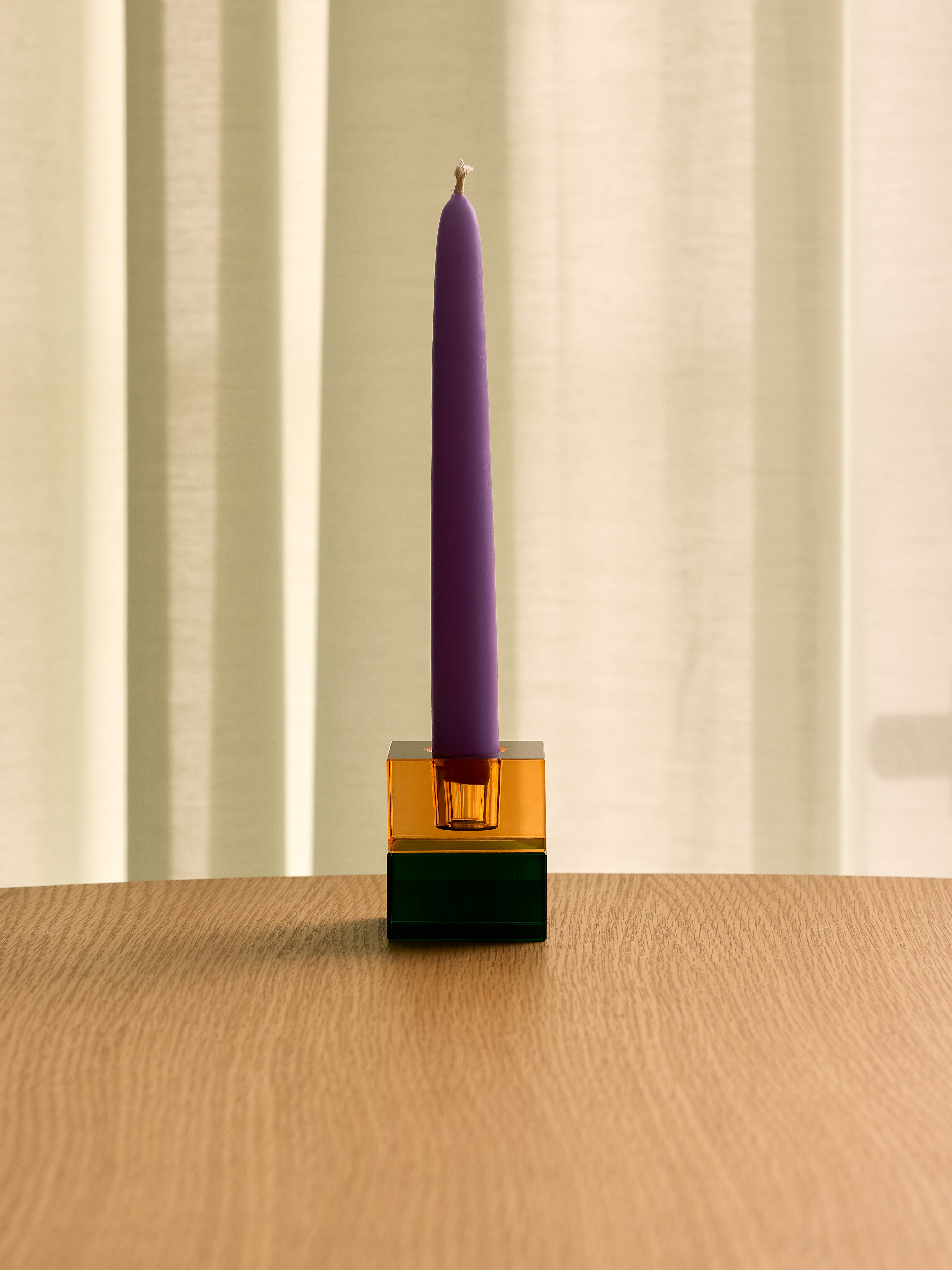 Block Lysestager Grøn/Blue &amp; Orange/Grøn (sæt af 2) - 5x5h6cm