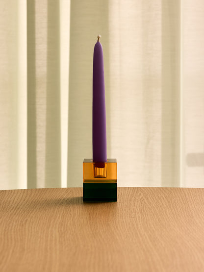 Block Lysestager Grøn/Blue &amp; Orange/Grøn (sæt af 2) - 5x5h6cm